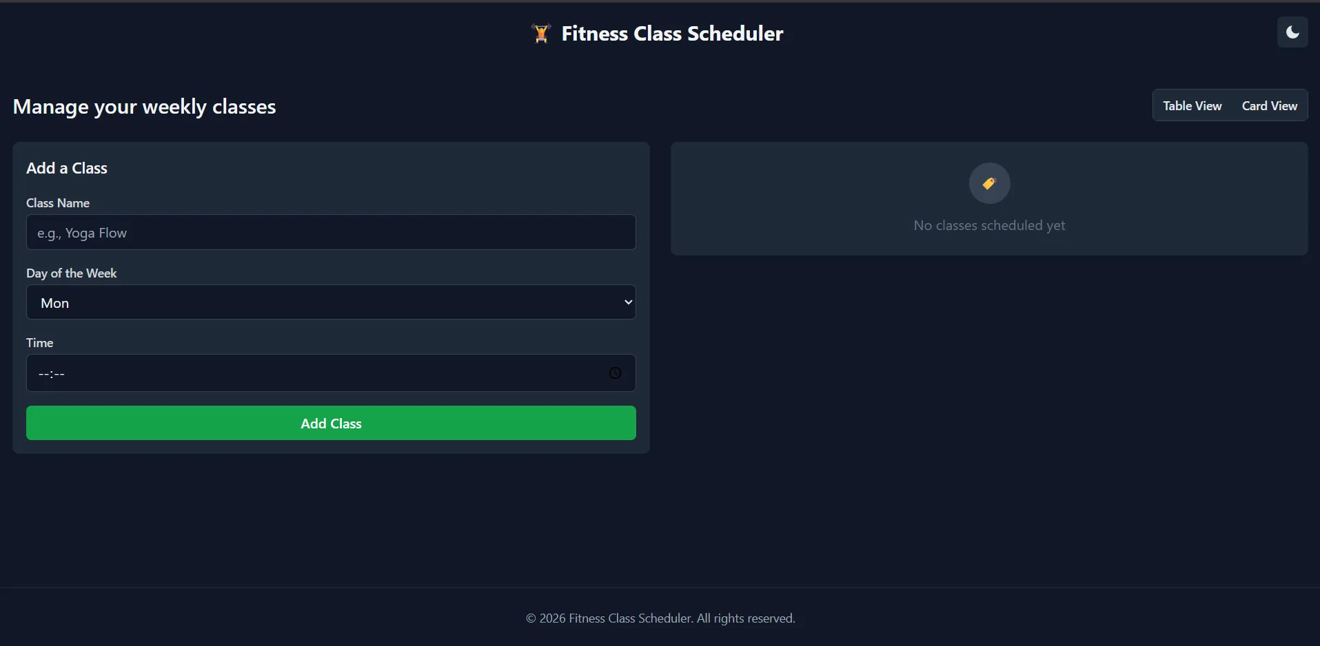 Fitness Scheduler - Weekly Class Planning - Software application by Ancel Ajanga