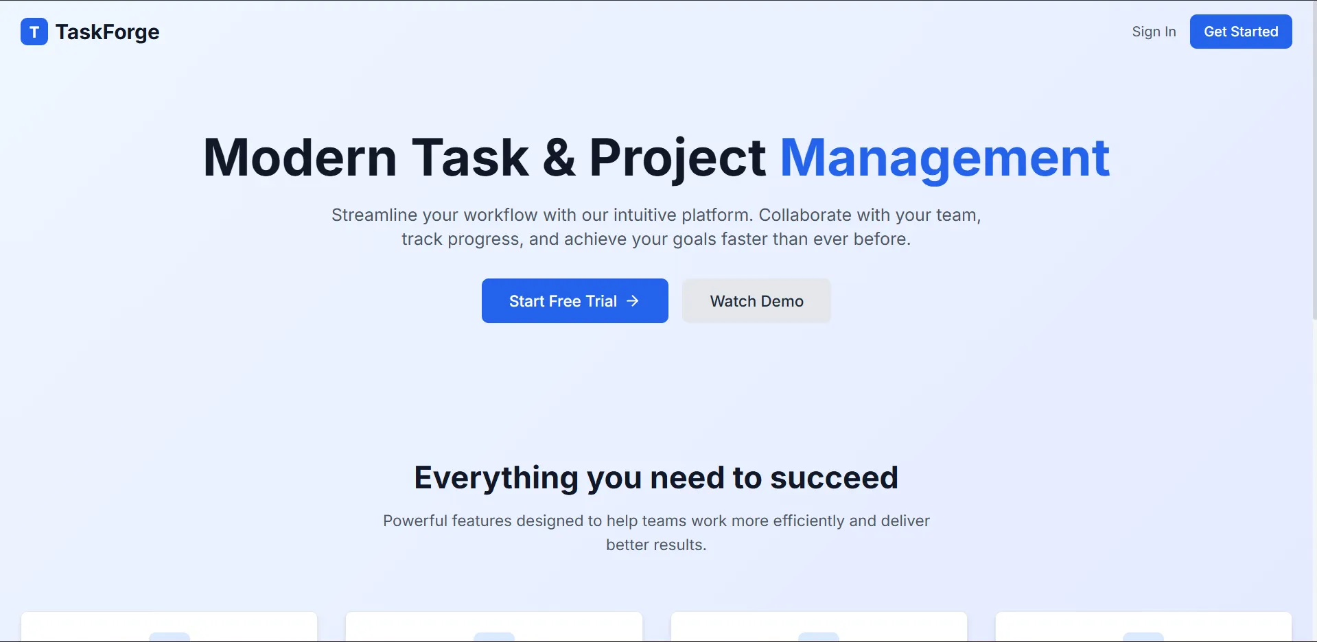 TaskForge - Modern Task & Project Management Platform - Full Stack Application - Software application by Ancel Ajanga